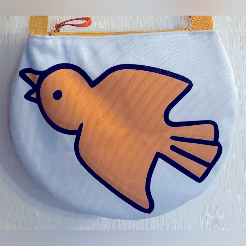 Blue, White & Orange Bird Crossbody Bag